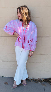 Lover Girl Gingham & Hearts Top