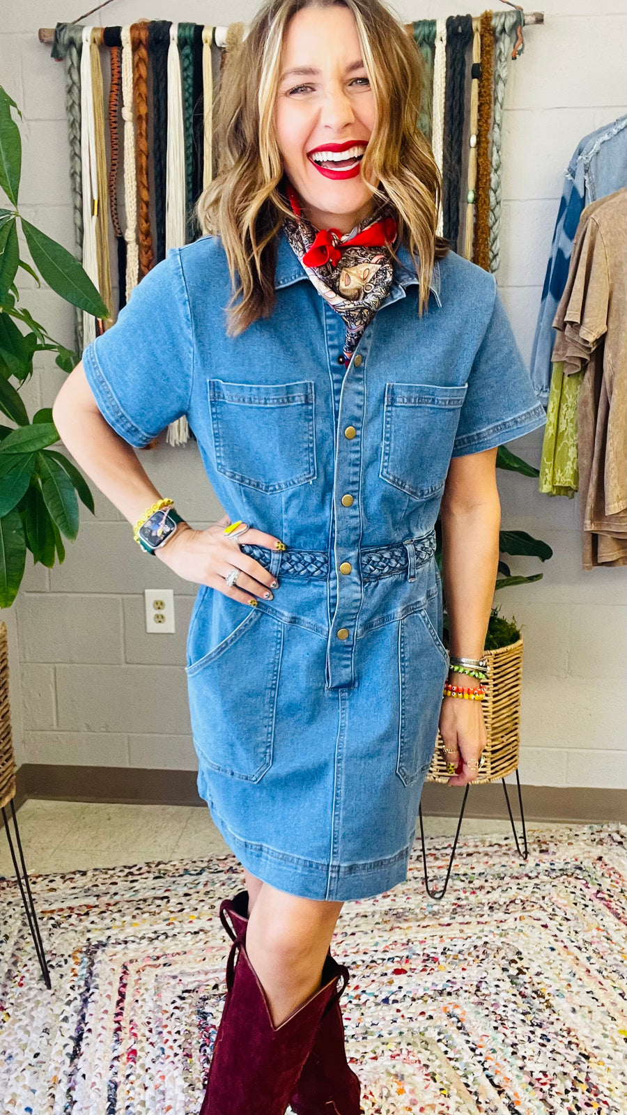 Cheyenne Button Up Denim Mini Dress