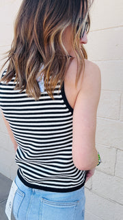 Elli Black & White Knit Striped Tank