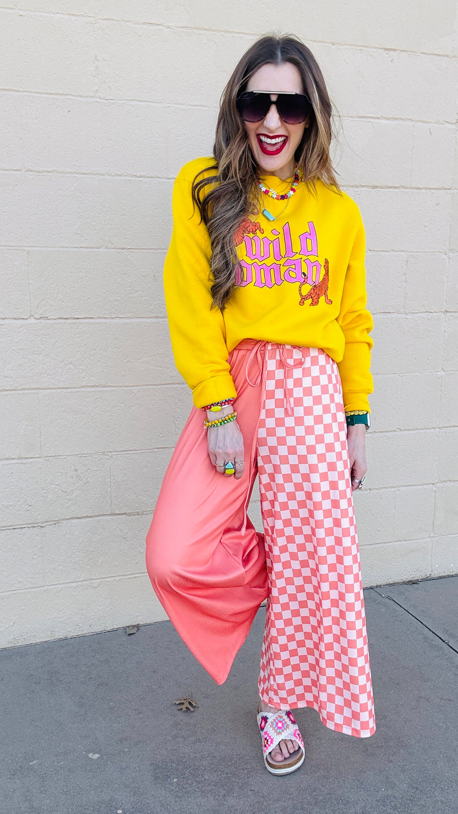 Checkmate Half & Half Pants- Salmon & Peach