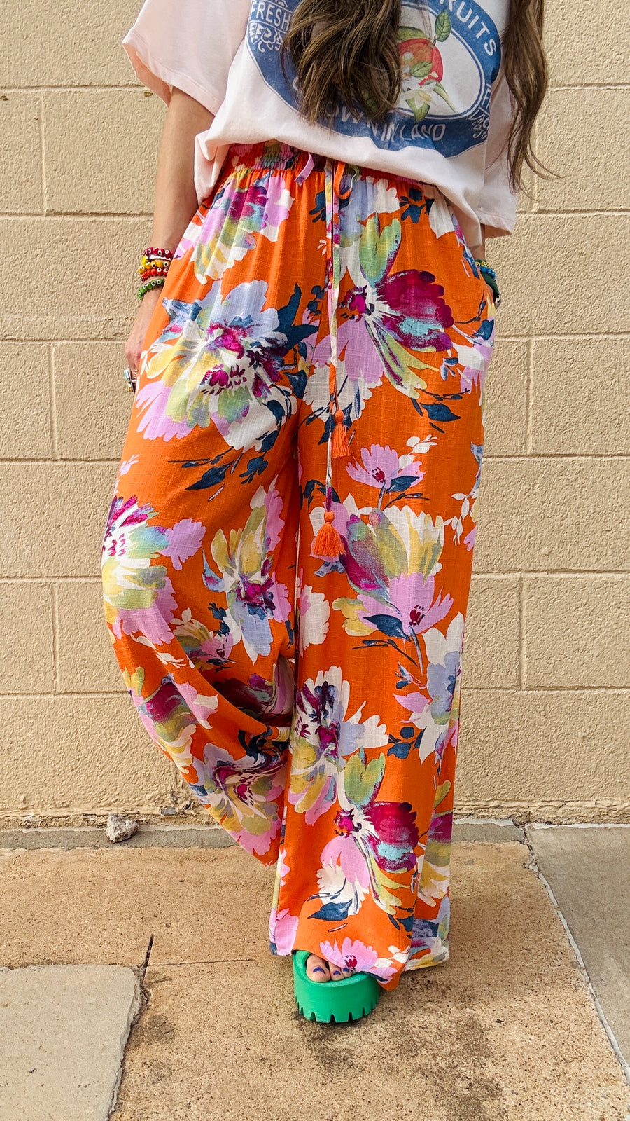 Tropical Bloom Wide-Leg Pants