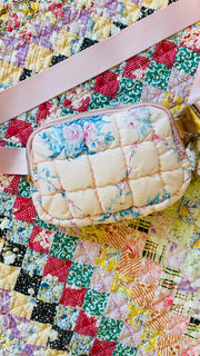 Quilted Floral Print Belt Bag