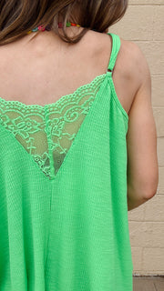 Lace Inset Dream Tank - Apple Green