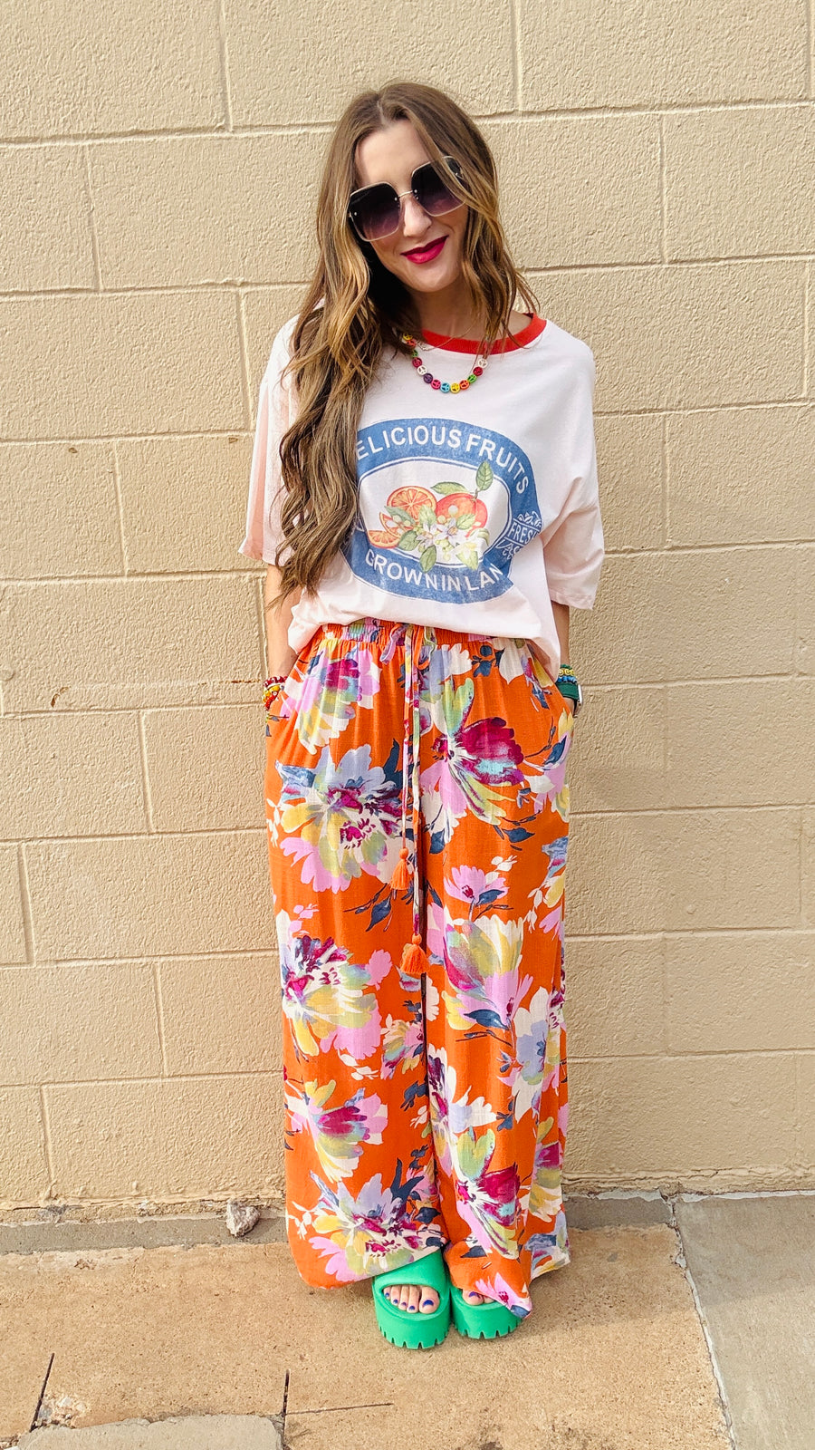 Tropical Bloom Wide-Leg Pants