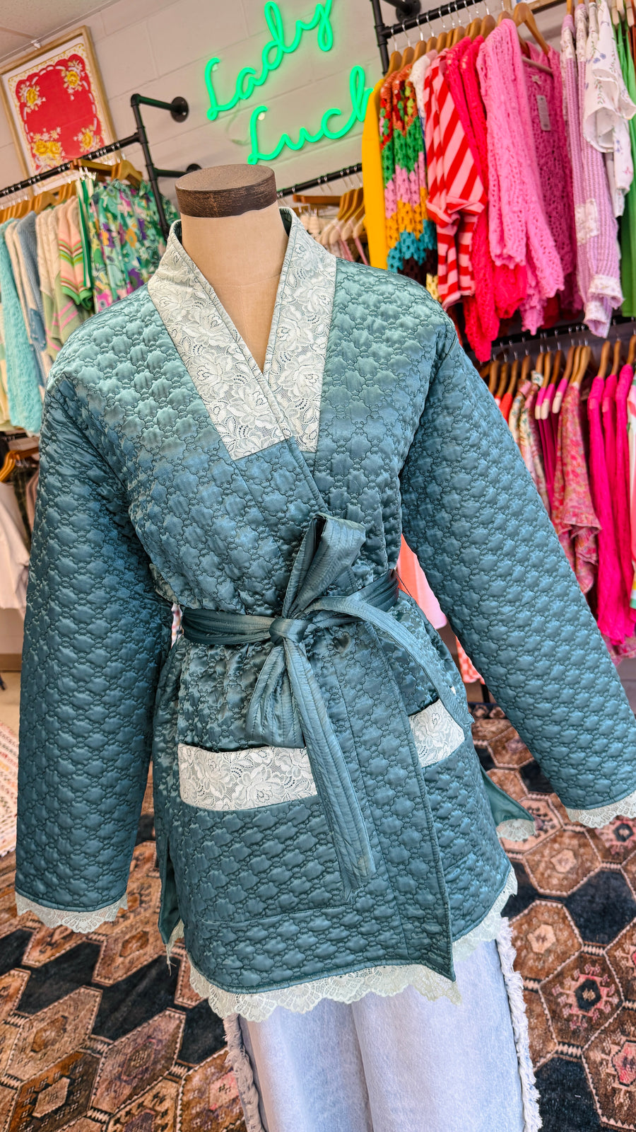 Azure Belle Quilted Smoking Jacket