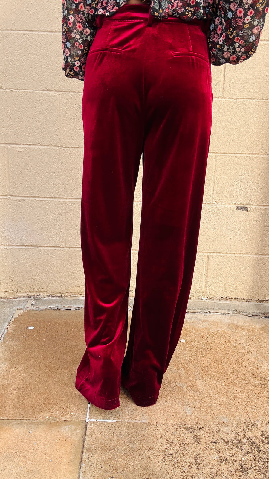 Velvet Glam Straight Leg Pants- Garnet