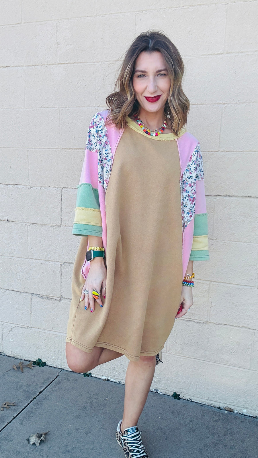 Color-Block & Bloom T-Shirt Dress