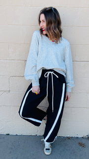 Stride and Style Windbreaker Pants-Black & White