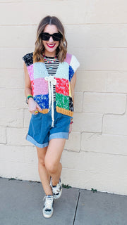 Prism Patchwork Tie-Front Vest