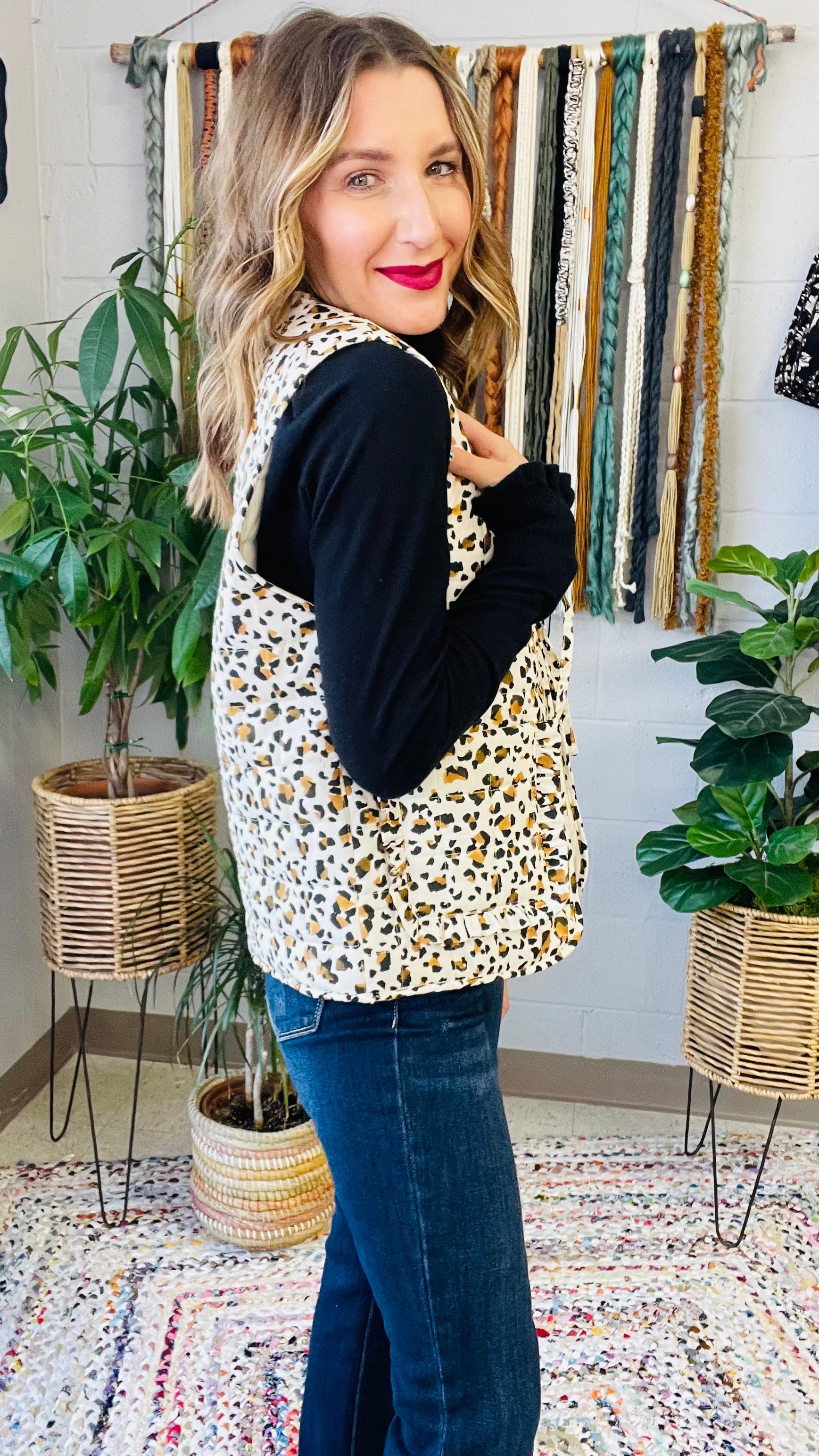 Watch My Spots Reversible Leopard Quilted Vest