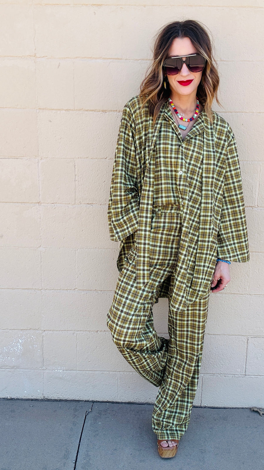 Lucky Charm Flowy Plaid Set