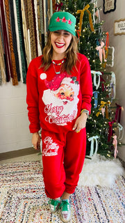 Ya Filthy Animal Graphic Holiday Sweats- Red