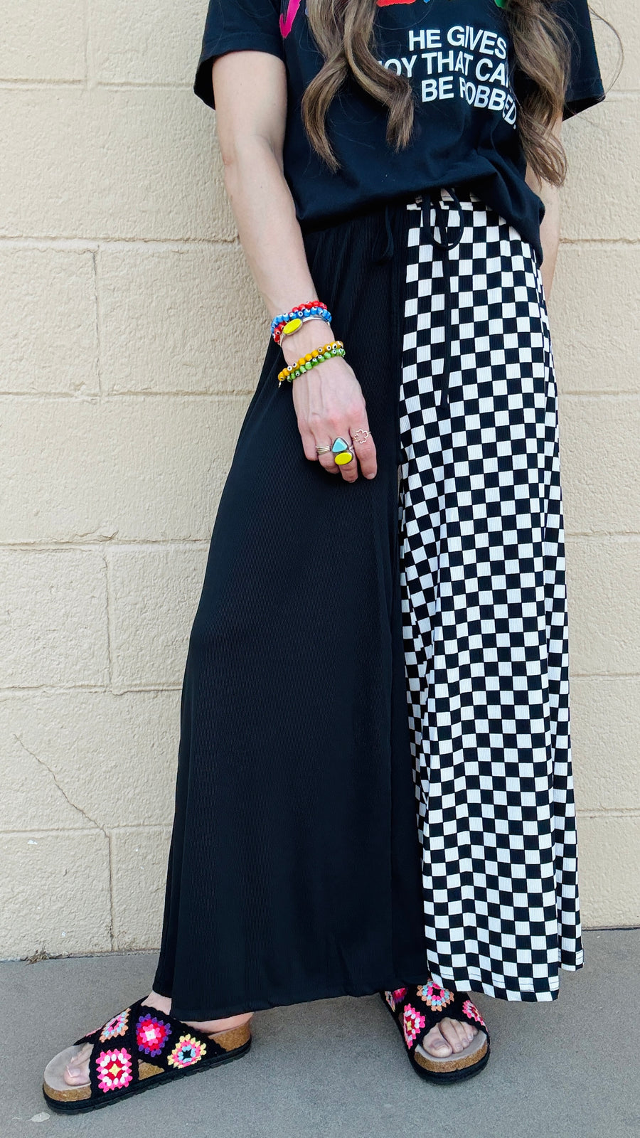 Checkmate Half & Half Pants- Black & White