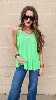 Lace Inset Dream Tank - Apple Green