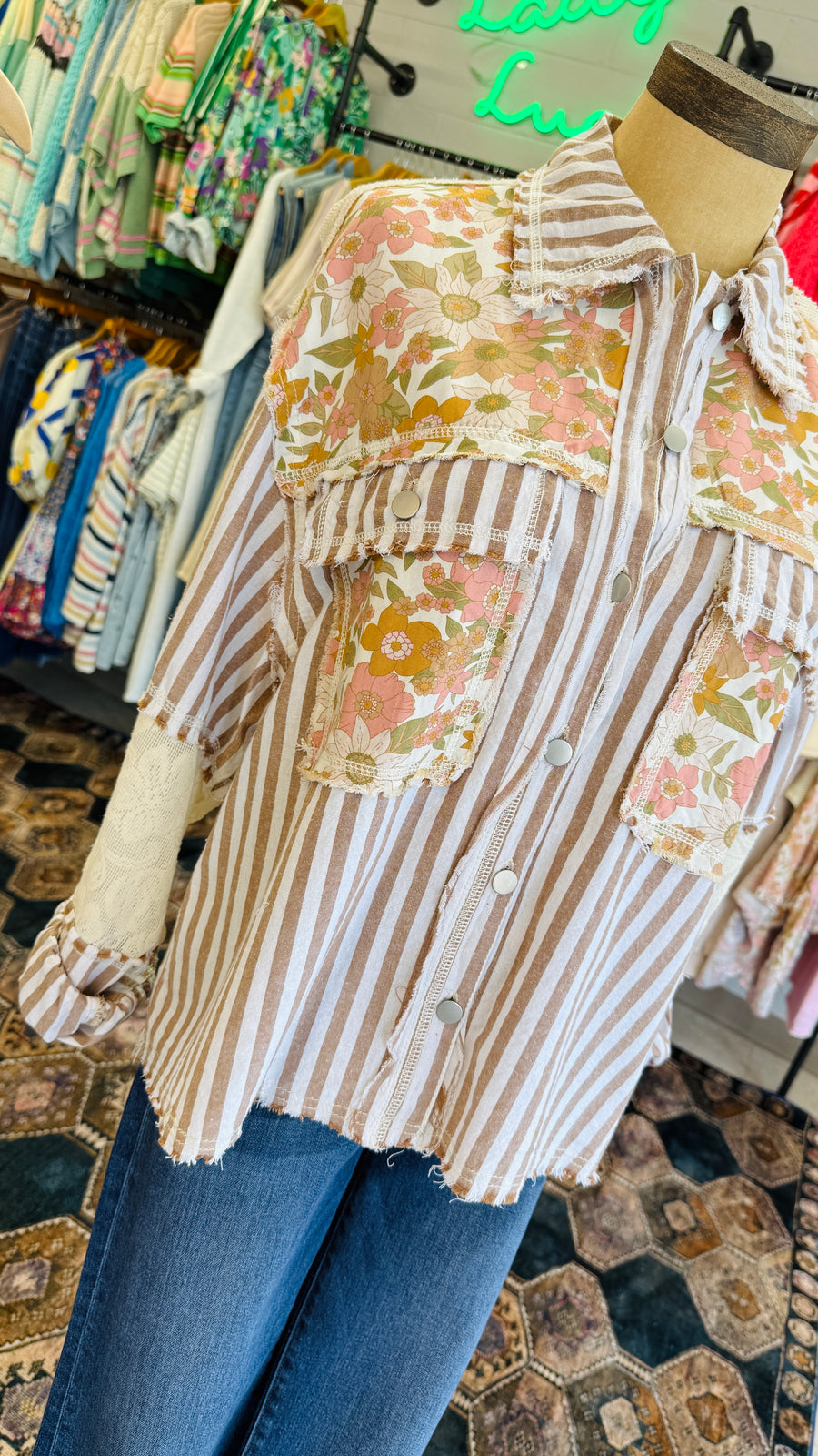 Savannah Bloom Striped Shirt