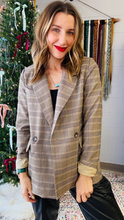 Executive Elegance Houndstooth & Plaid Blazer