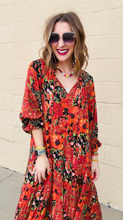 Boho Beauty Mixed Floral Maxi Dress- Black Mix