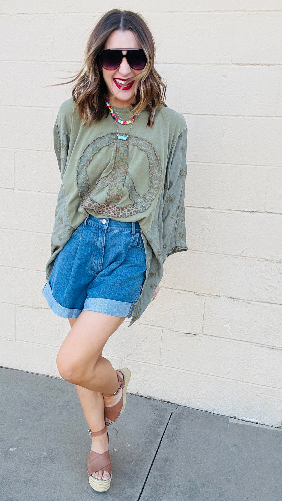 Peace & Petals Dolman Top-Olive