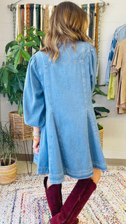 Charlotte Mini Denim Dress- Medium Wash