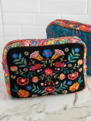 Sonny Embroidered Corduroy Cosmetics Bag