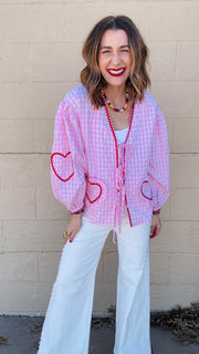 Lover Girl Gingham & Hearts Top