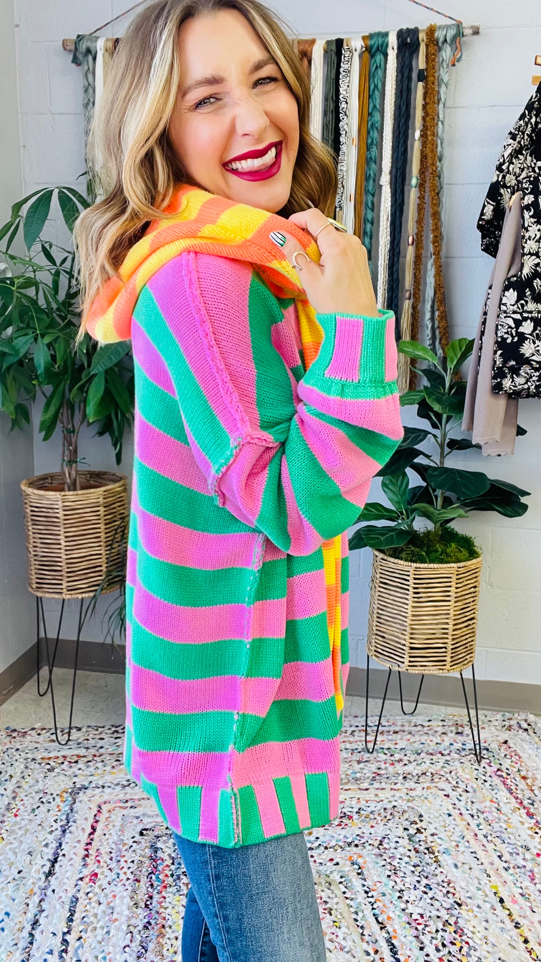 Teagan Multicolor Striped Oversized Hoodie