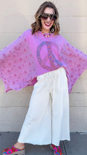 Peace & Petals Dolman Top-Dusty Rose