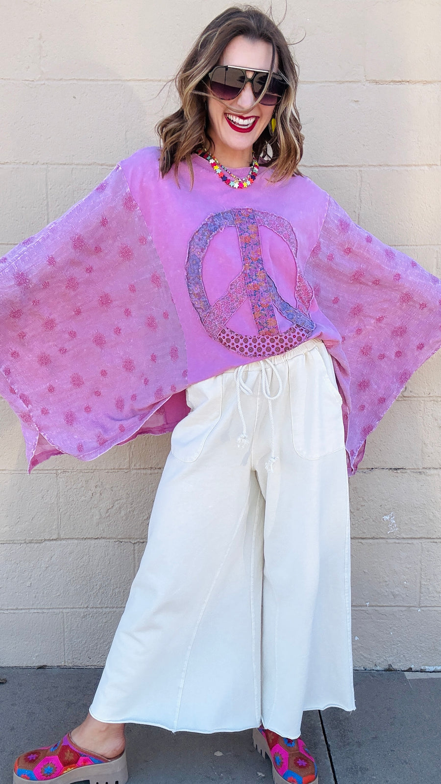 Peace & Petals Dolman Top-Dusty Rose