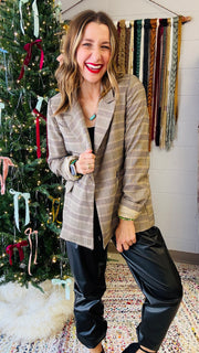 Executive Elegance Houndstooth & Plaid Blazer