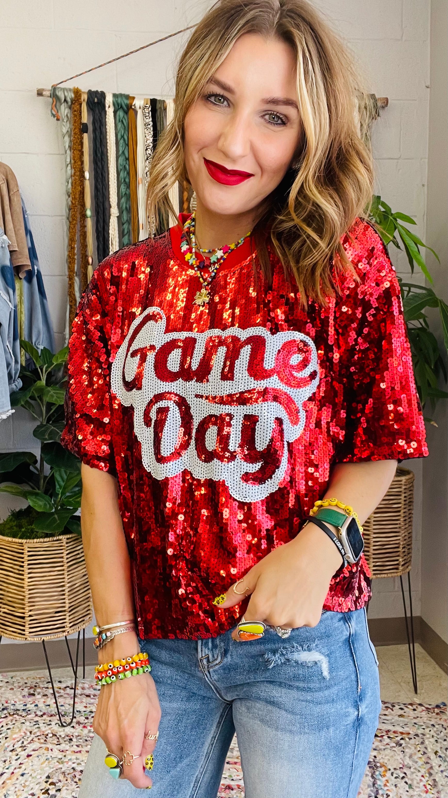 Sequin Game Day Top