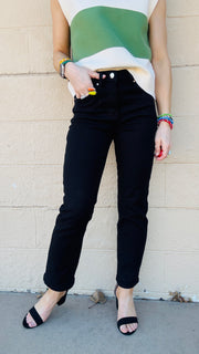 Sleek Control Cropped Black Jeans