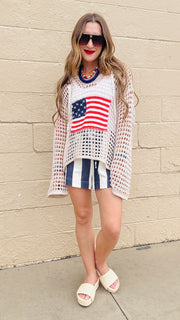 Stars & Stripes Crochet Hoodie