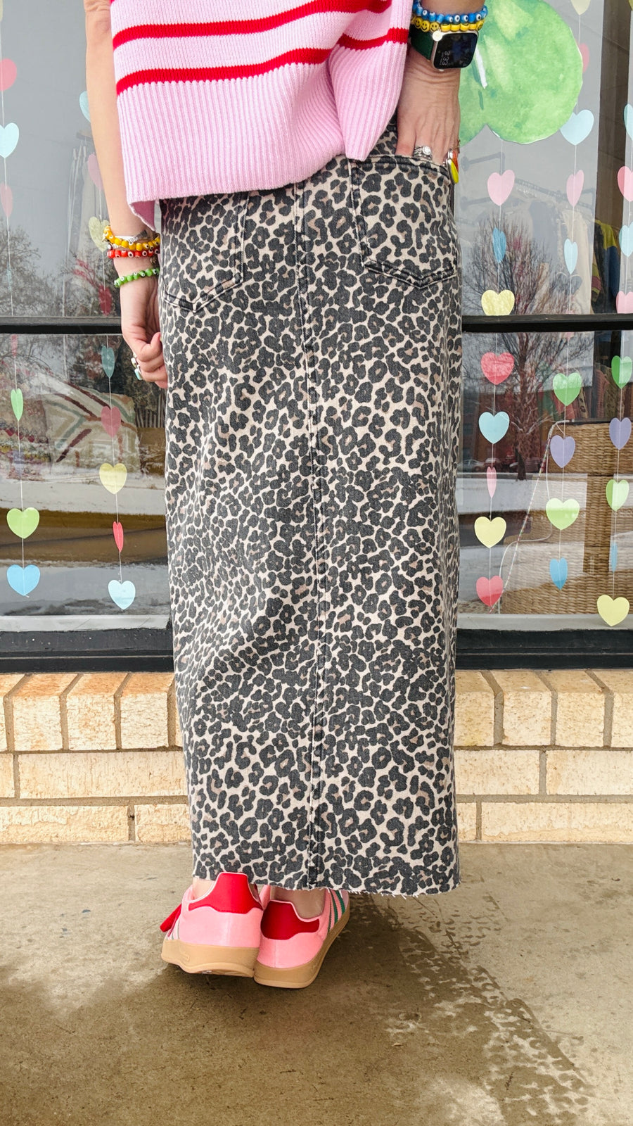 Miranda Leopard Print Slit Front Skirt