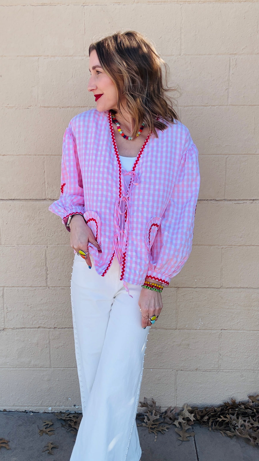 Lover Girl Gingham & Hearts Top