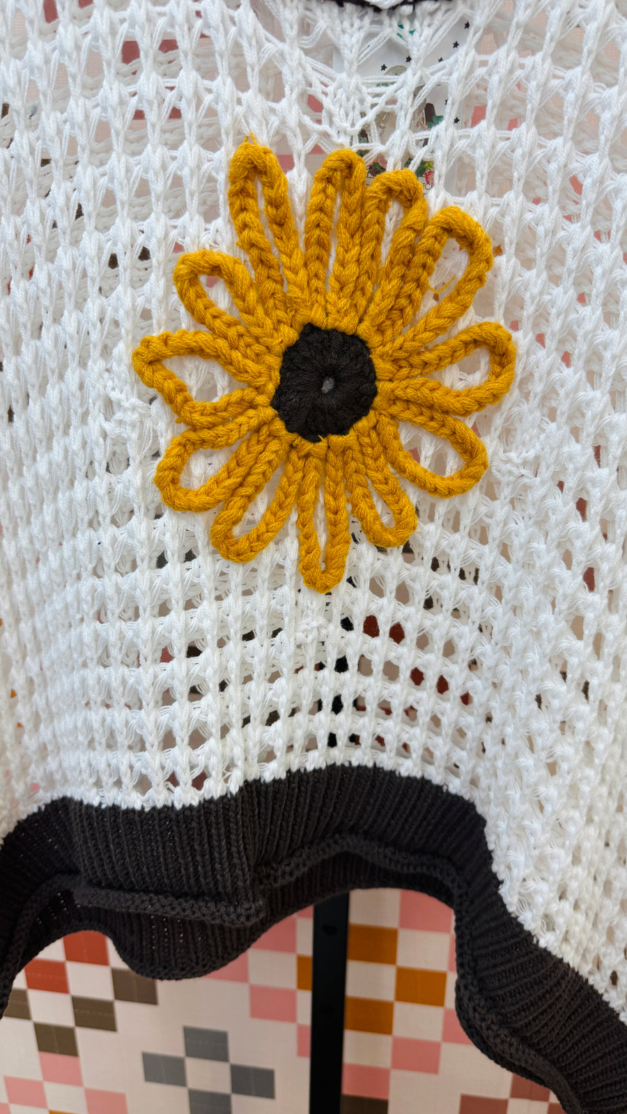 Sunflower Breeze Crochet Sweater-White
