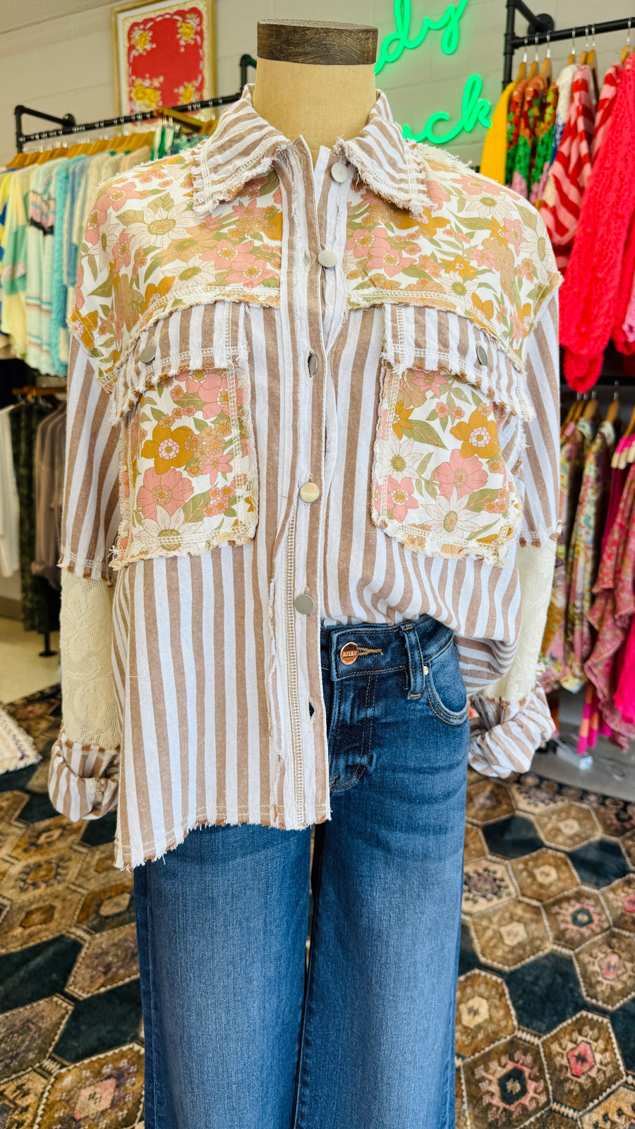 Savannah Bloom Striped Shirt