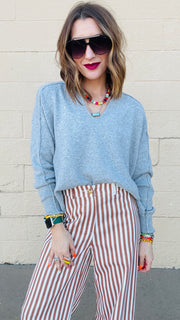 Favorite Exposed Seam Sweater- Heather Gray