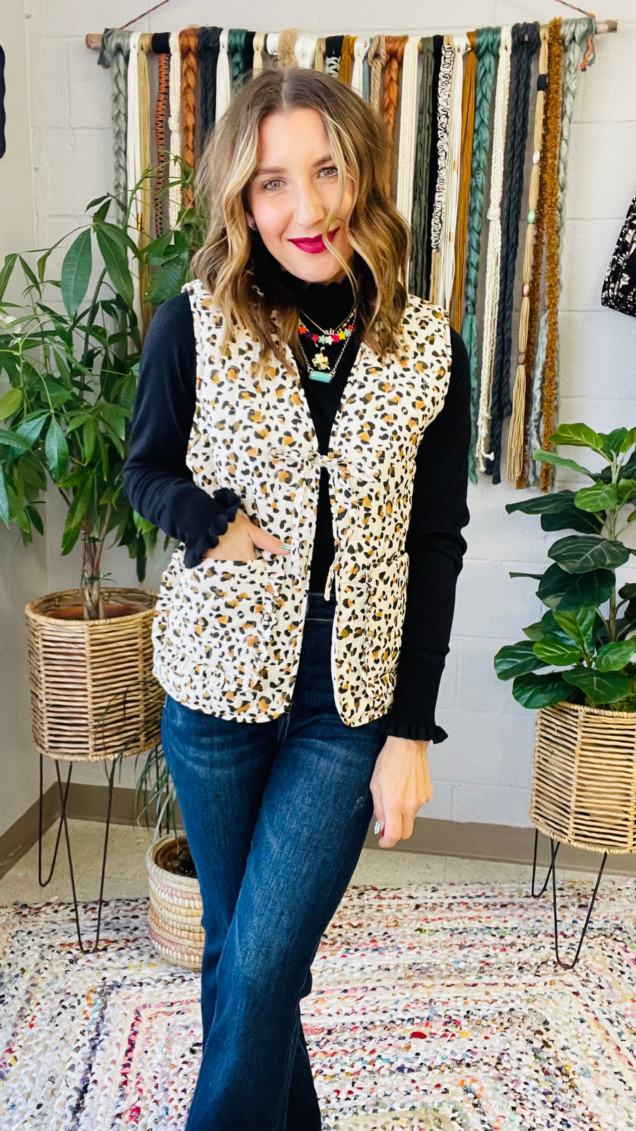 Watch My Spots Reversible Leopard Quilted Vest