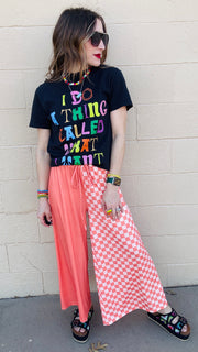 Checkmate Half & Half Pants- Salmon & Peach