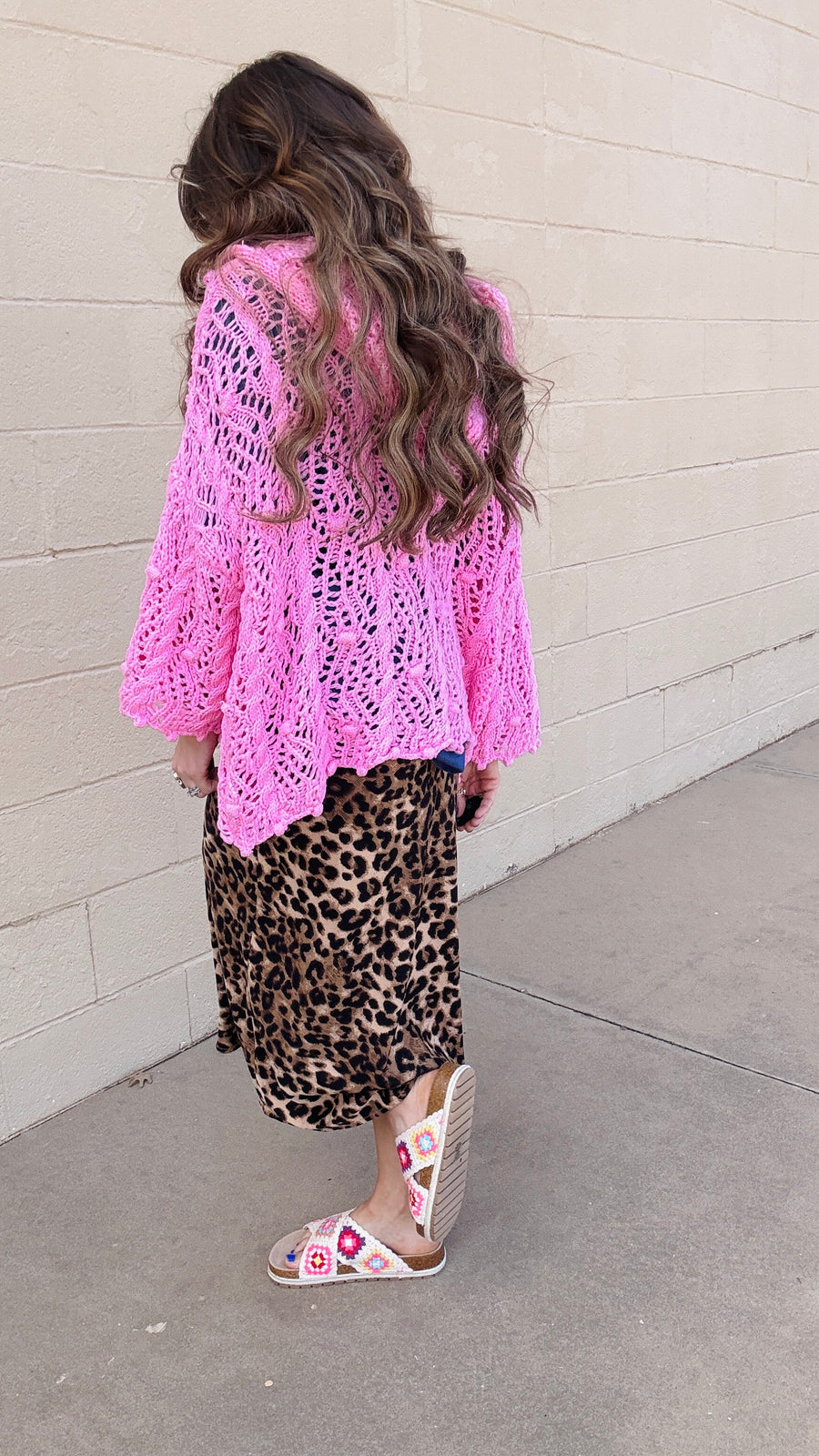 Skyline Breeze Crochet Cardigan-Bubblegum Pink