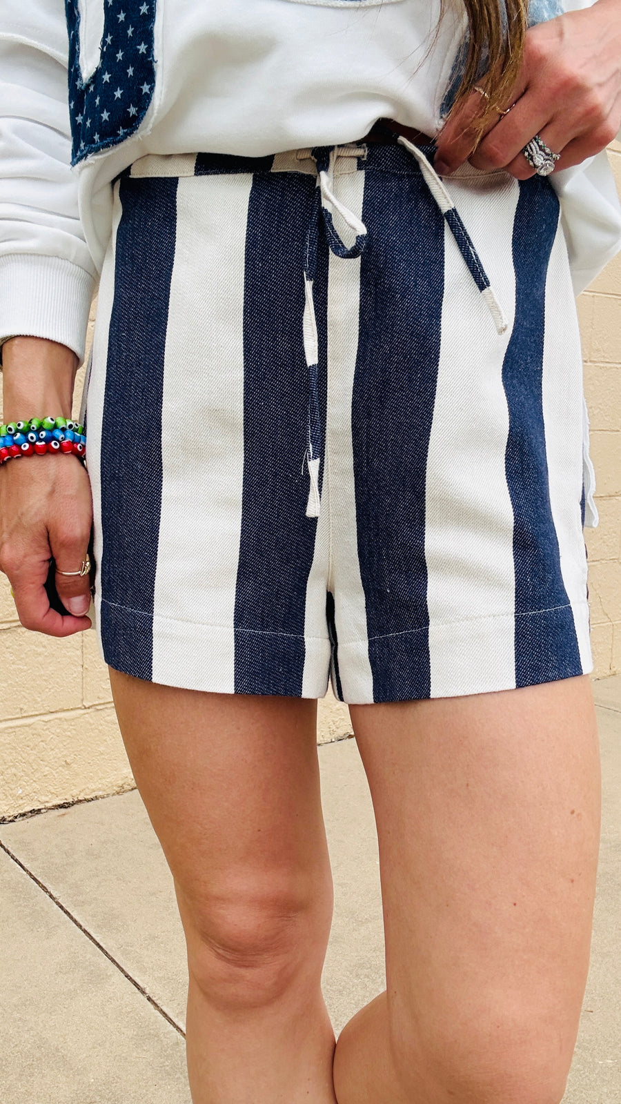 Brighton Striped Shorts-Navy & Natural