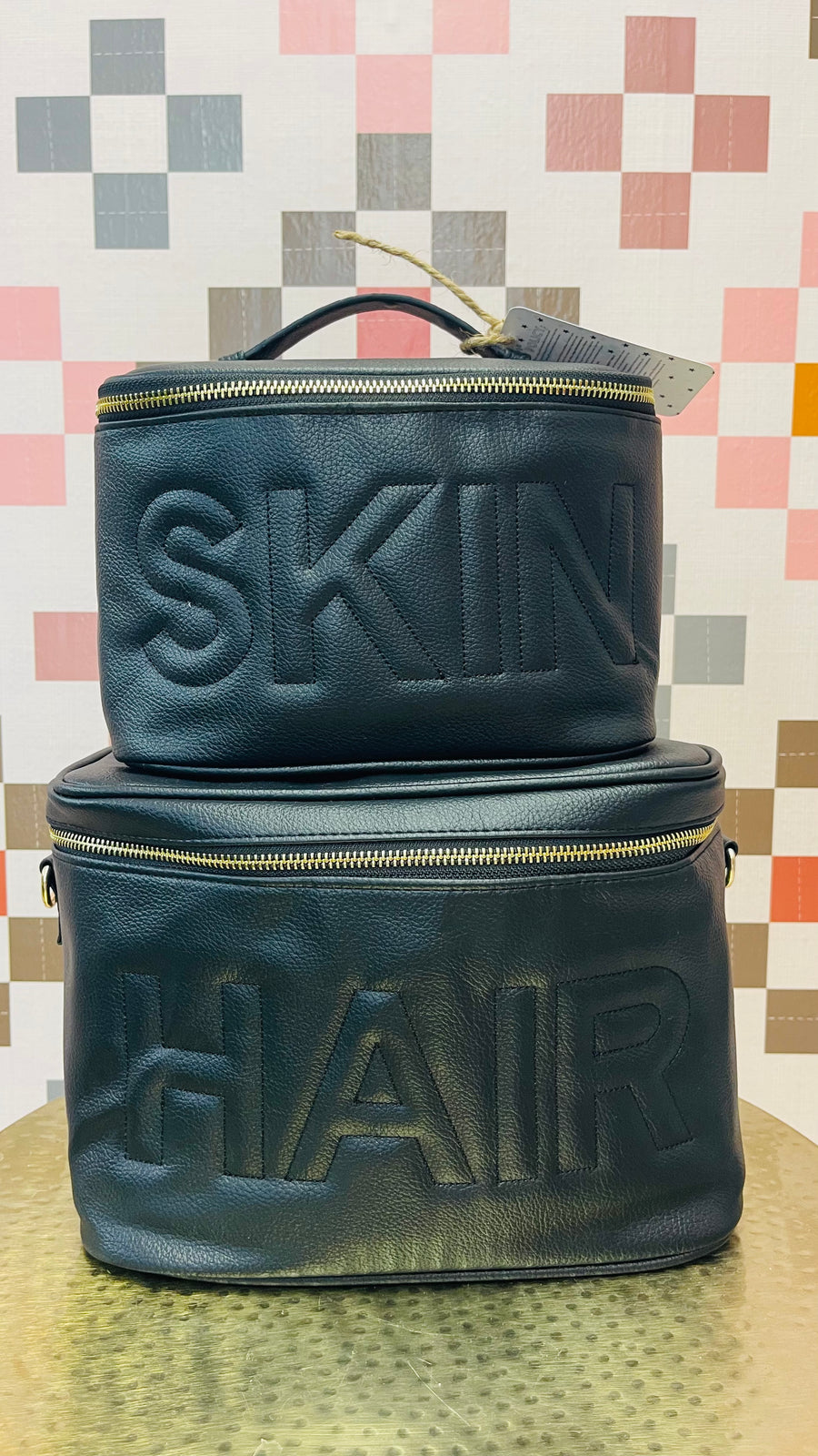 Black Leather Skincare Bag