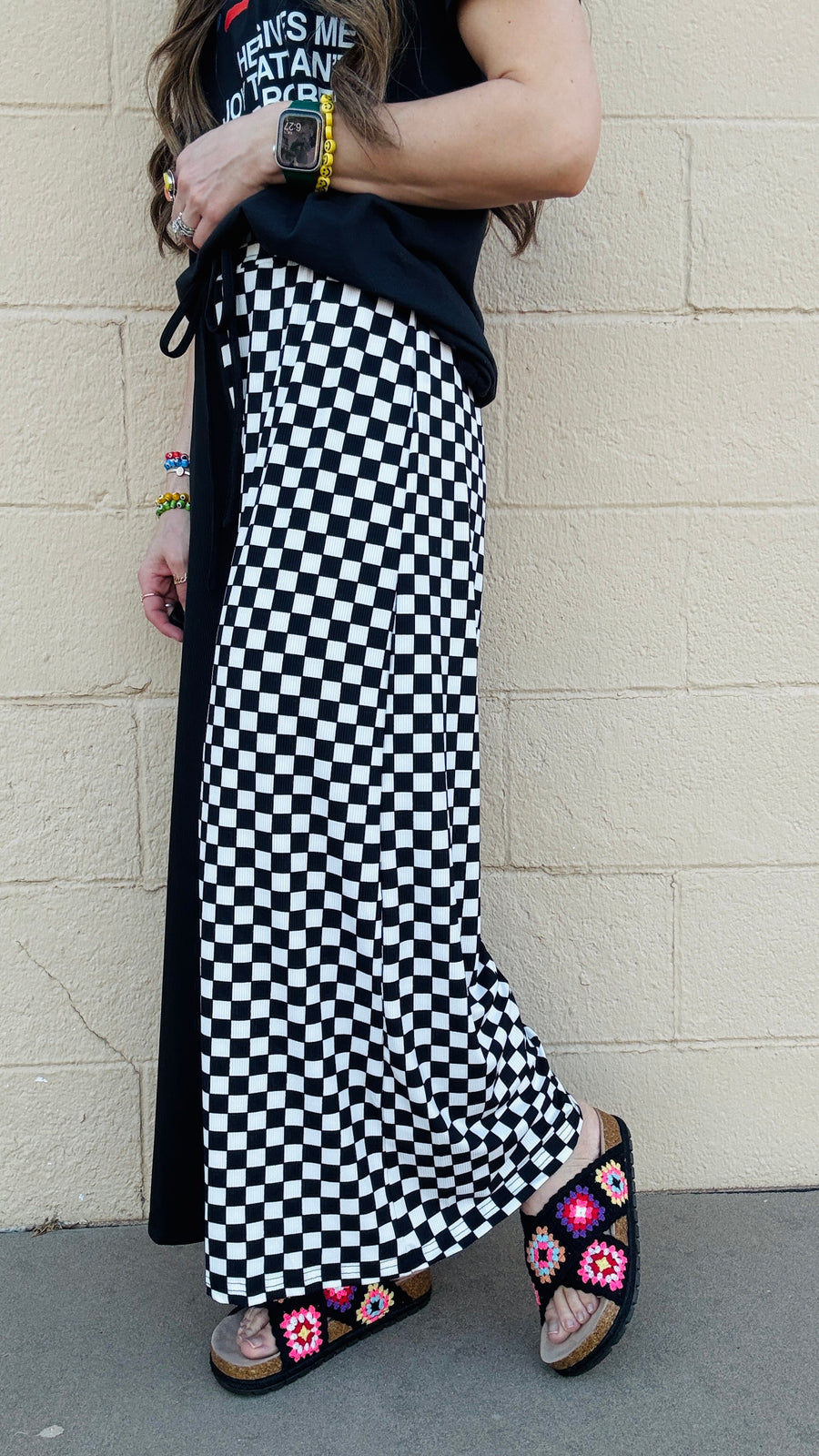 Checkmate Half & Half Pants- Black & White