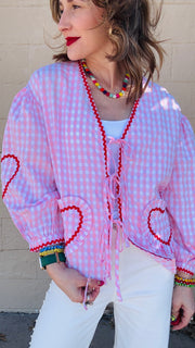 Lover Girl Gingham & Hearts Top