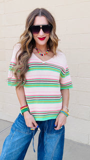 Sunset Citrus V-Neck Sweater