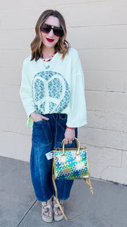 Boho Peace Patch Tee-Lime