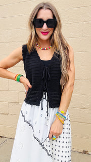 Shadow Petal Tie-Front Sweater