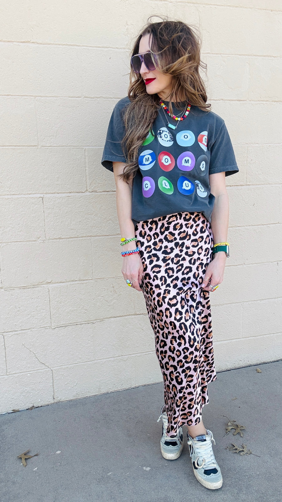 Cat Walk Leopard Print Midi Skirt- Pink