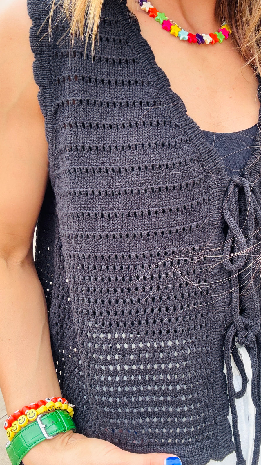 Shadow Petal Tie-Front Sweater