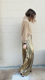 Disco Diva Metallic Wide Leg Pants- Gold